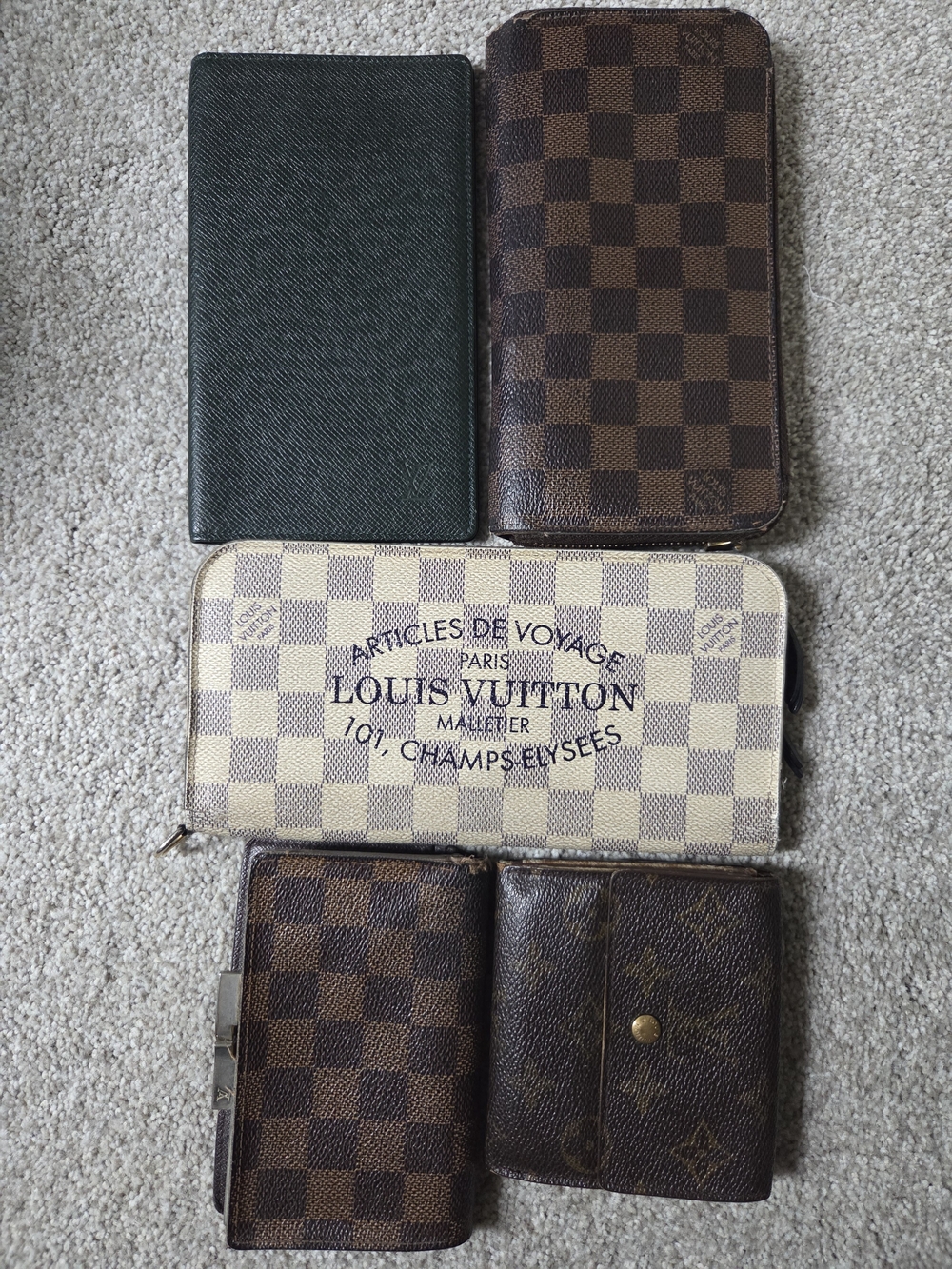 Authentic Louis Vuitton Damier and Monogram Wallet Collection- 5 Wallets